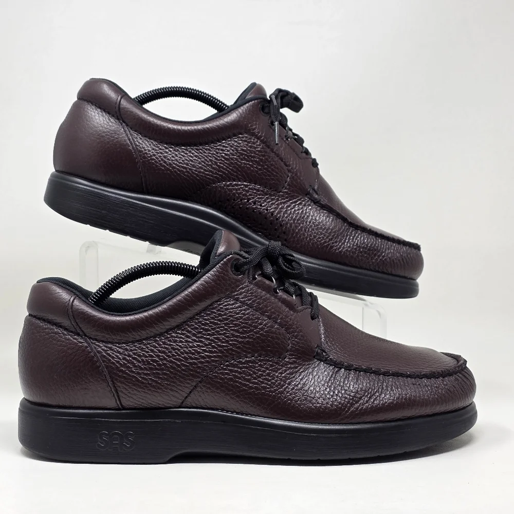 SAS Men's Bout Time Cordovan Size 10.5 Wide Comfort Lace Up Shoes Pre-owned